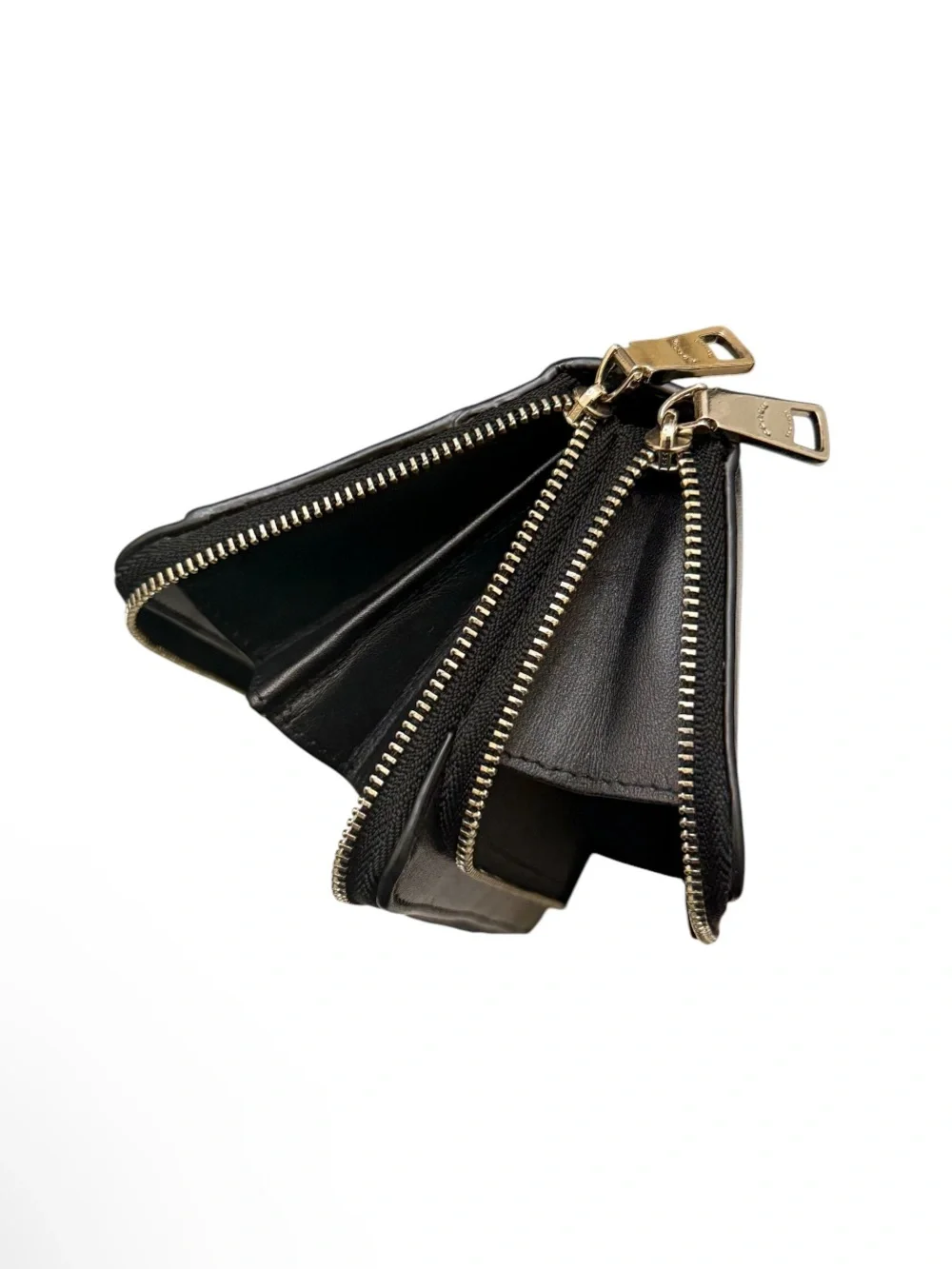 COACH - BLACK SOFT LEATHER LONG DOUBLE ZIP AROUND WALLET